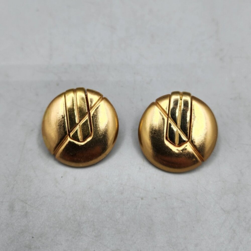 Vintage Napier Convertible Round Earrings Gold Tone 60s 70s Modernist Signed